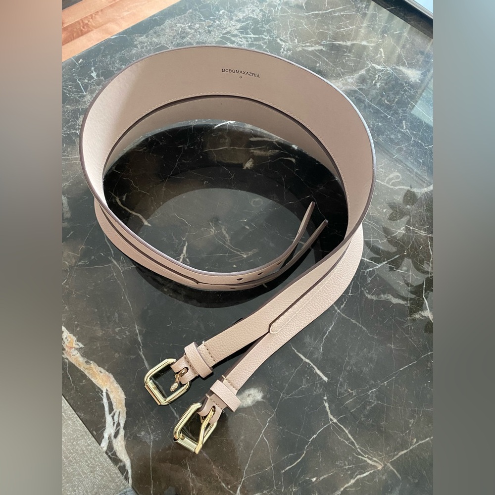 Elegant Beige Belt with Gold Buckle - Never Worn